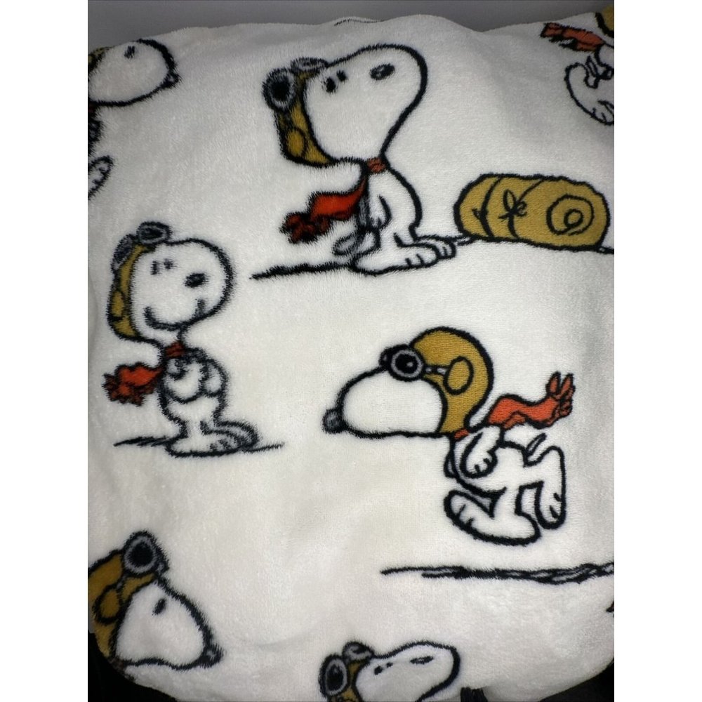 Berkshire Peanuts Snoopy Red Baron Flying Ace Throw Blanket 55"x70" Gently Used